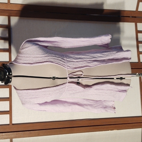 Simply Flawless Mohair Blend Pointelle Knit Open Front Lavender Cardigan Sz S - Picture 1 of 9